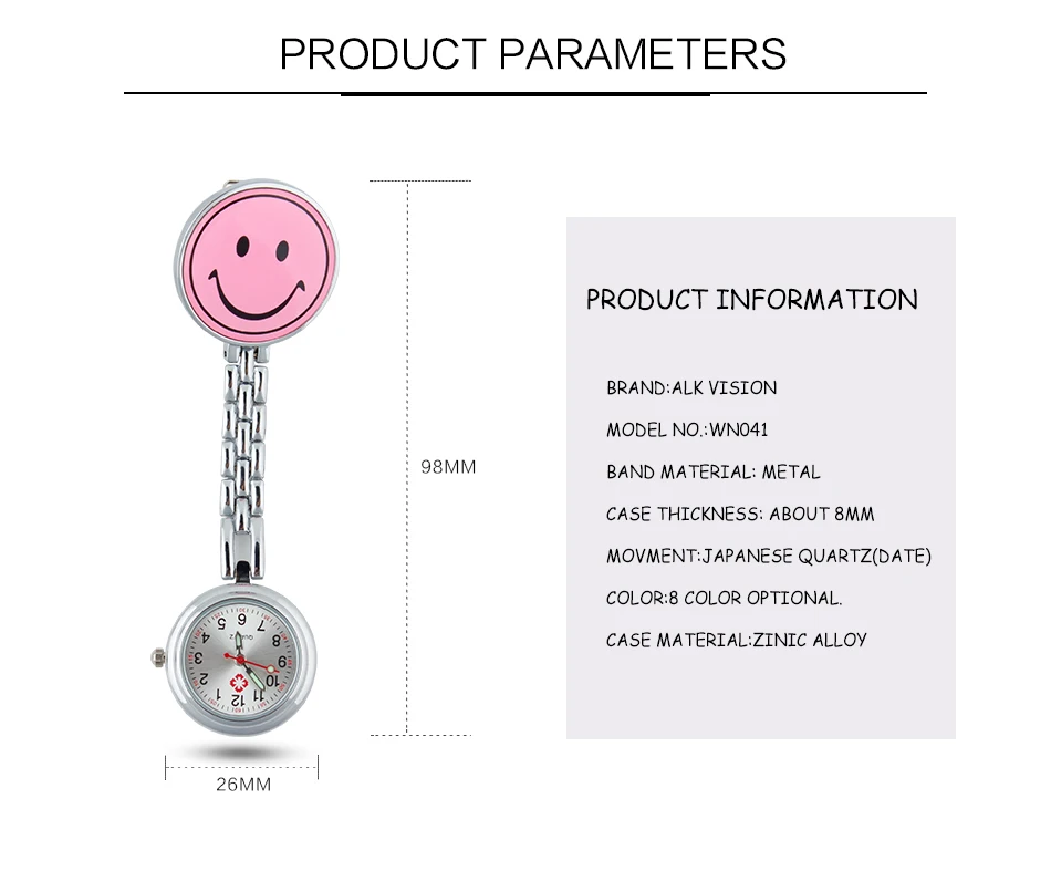 ALK очаровательная улыбка уход за кожей лица Часы для медсестры 2018 металлический зажим Брошь кормящих часы спецодежда медицинская карман fob