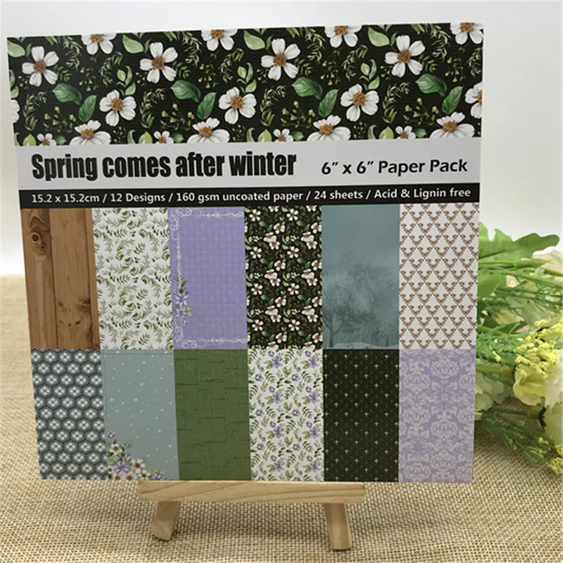 

24 Sheets Spring Comes Scrapbooking Pads Paper Origami Art Background Paper Card Making DIY Scrapbook Paper Craft