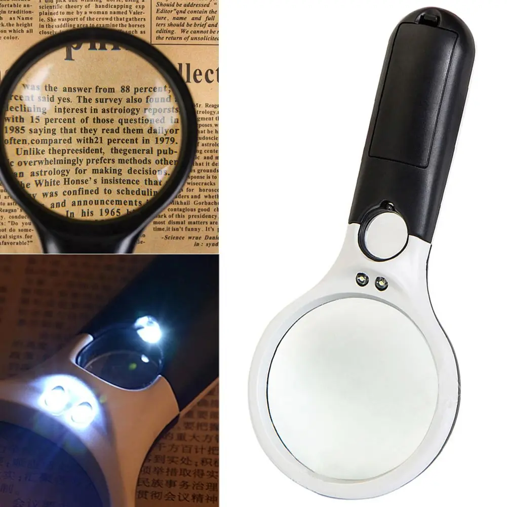 45x Mini Pocket Handheld Magnifier 3 Led Light Reading Magnifying Glass Lens For Jewelry Loupe Map Newspaper Reading