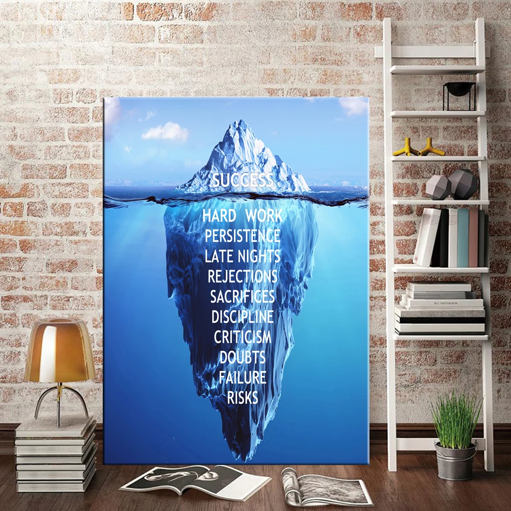 HD Печатный 1 шт. холст вдохновляющий успех Цитата плакат ледяная Гора подводная живопись Мотивационная цитата