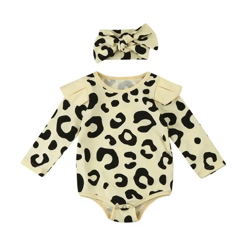 Baby ClothesToddler Baby Boys Long Sleeve Leopard Print Romper Jumpsuit