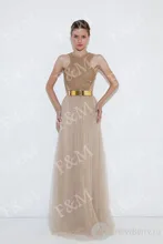 Einfache Tüll A-Line Frauen Formale Abendkleider 2015 Kostenloser Versand Neueste Scoop Sleeveless Wulstige Lange Bodenlangen Abendkleid