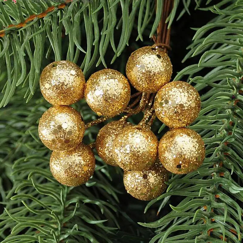 10Pcs/lot Red Gold Sliver Christmas Tree Hanging Baubles Fruit Ball Hanging Balls Christmas Decoration Supplies Party
