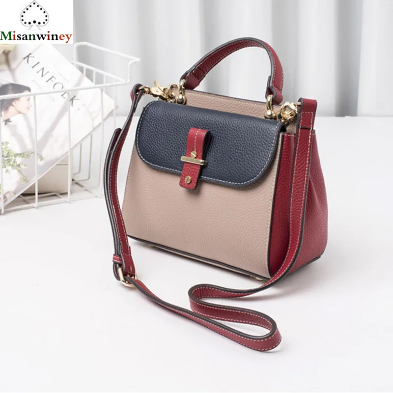 

High Quality Genuine Leather Wide Straps Shoulder Bags Luxury Fashion Panelled Famous Designer Women Leather Handbags Sac A Main