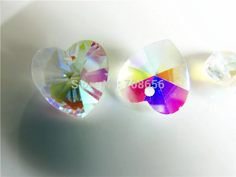 

2000pcs 14MM CRYSTAL AB COATING COLOR CRYSTAL HEARTS Chandelier crystal glass prisms suncatcher