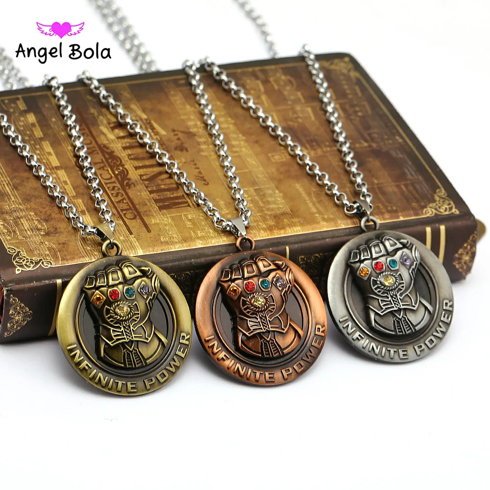 

2018 Hot Marvel Movie Avengers 3 Infinite War Thanos Glove Pendant Necklaces Fashion Vintage Necklace Jewelry Gifts