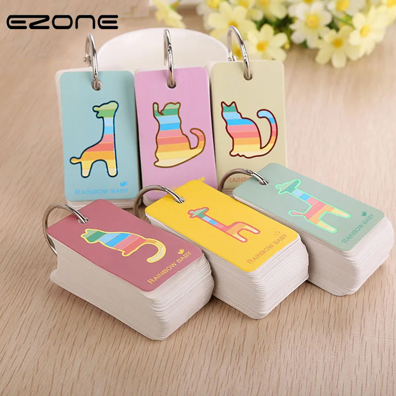 

EZONE Kawaii Animal Notebook Memo Pad Cat Giraffe Loop Button Loose Leaf Note Book Mini Notes Message Stationery Random Color