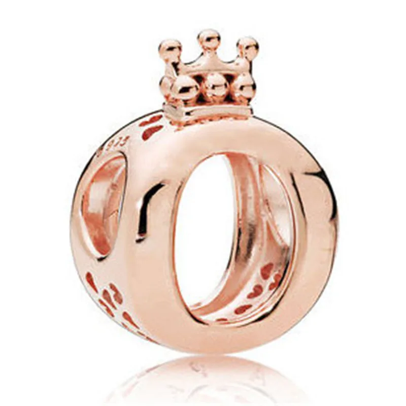 2018 925 Sterling Silver Ring Bead Rose Gold Crown Charm Fit Original
