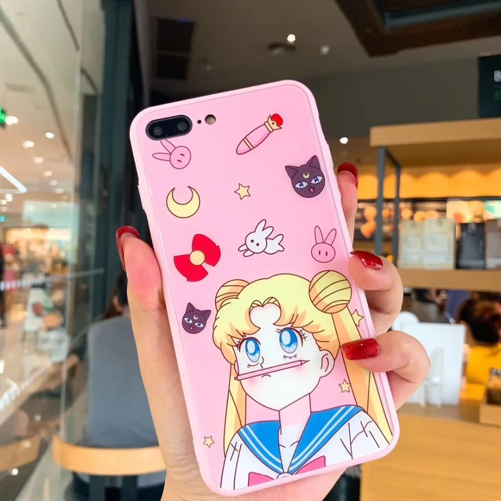 Мультфильм экранная Защитная пленка, чехол для телефона для iPhone 11 Pro Max 6 6s 7 8 Plus X XS XR XSMAX Сейлор Мун Crayon Shin-chan