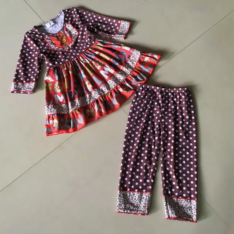 

Summer style 100%cotton and Yiwu Kids 3/4 Ruffle trim sleeves and small dots and present for Baby Girls Dress Apparel Accessory