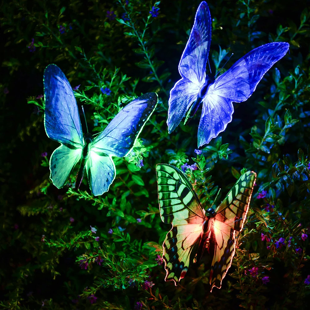 Solares do Jardim Multi-mudando a Cor da Borboleta do Pássaro Movido a Energia Luzes ao ar Lâmpada do Gramado Luzes Libélula Caminho Solar Livre Paisagem 9 Lâmpadas solares