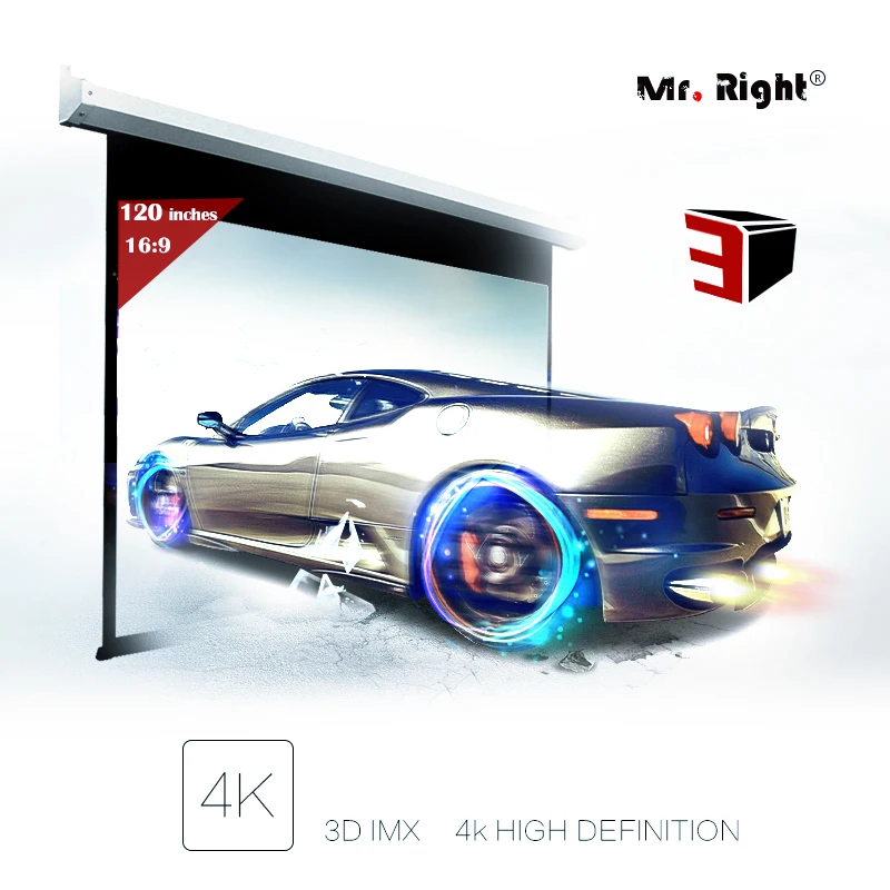Mr Right Electric Projector Screen 120 inch 169 Matt White Motorized