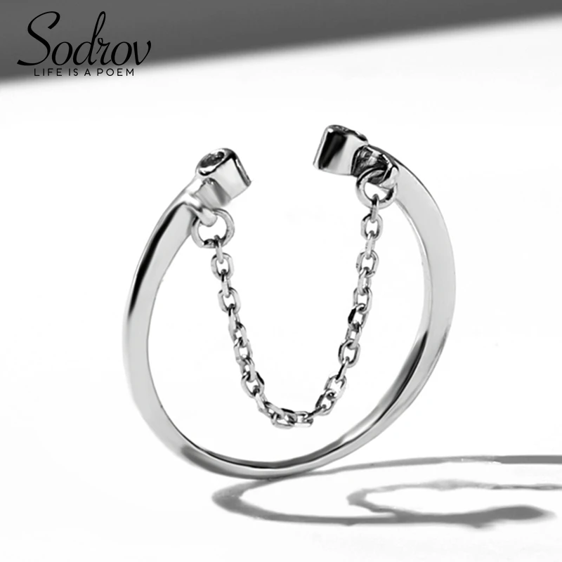 

SODROV New Arrival 925 Sterling Silver Adjustable Rings for Women Minimalist Pubctiform Lovely Opening Rings Brand Fine HR013