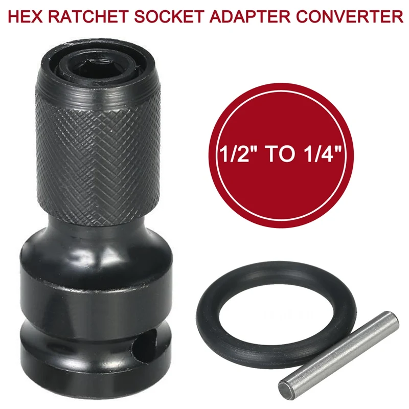 

1/2" Square to 1/4" Hex Ratchet Socket Wrench Adapter Converter For Impact Tool 50 x 23 x 18mm Hand Tools