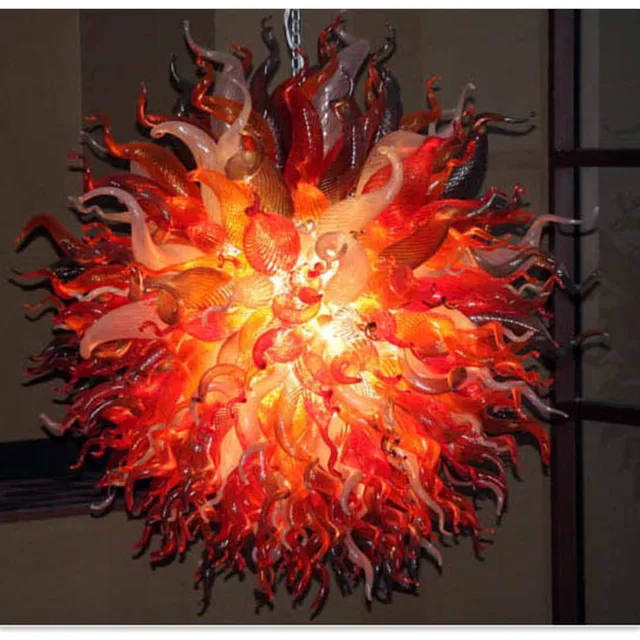 Orange Rattan Round Art Chihuly Chandelier Led Blown Glass Orange Rattan Round Art Chihuly Chandelier Led Blown Glass Lightings