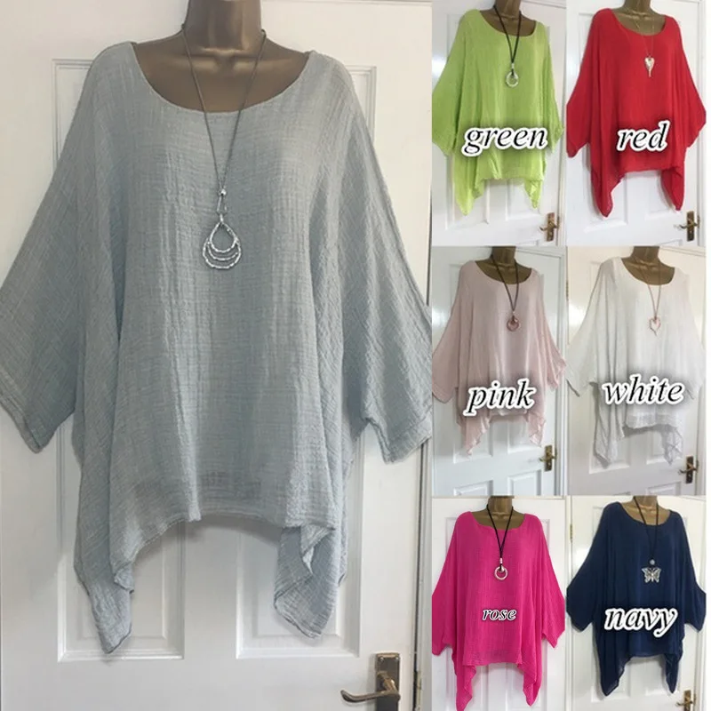 

2019 European and American women's T-Shirts in the long-sleeved top loose batshirt mesh