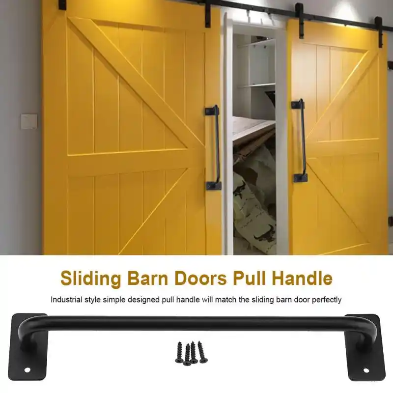 New New Iron Black S Loptional Industry Style Sliding Barn Doors Pull Handle Gates Garages Sheds Metal Hardware Accessories