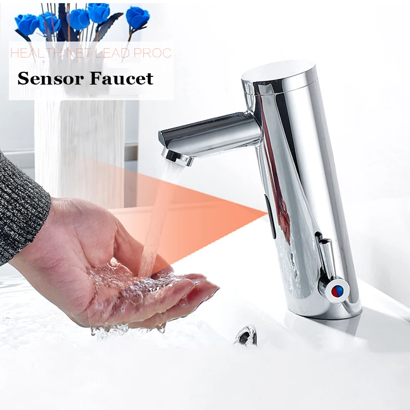 

ULGKSD Bathroom Sensor Faucet Hot Cold Battery Power Automatic Hand Touch Sensor Faucets Mixer Tap Para Basin Bathroom