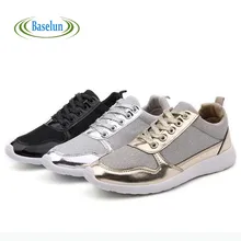 2016 New Fashion Brand Women Casual Shoes Womens Girls Flats Gold Black White Shoes Plus Size 36-41