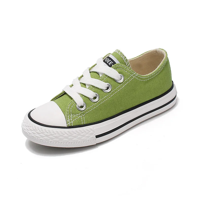 Toddler Girl Sneakers Boy Shoes Kids Jelly Color Canvas Shoes Casual Lace Up Classic Flats Children Shoes for Student C07182 - Цвет: Grass Green