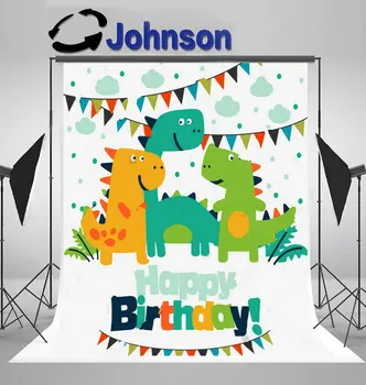 

dinosaur party Happy Birthday Funny Flag background Vinyl cloth High quality Computer print wall backdrops