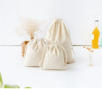 

Solid Drawstring Bag Cotton Travel Portable Small Bags Kids Dolls Toys Package Home Storage Pouches Gift Bag Wholesale bolsas