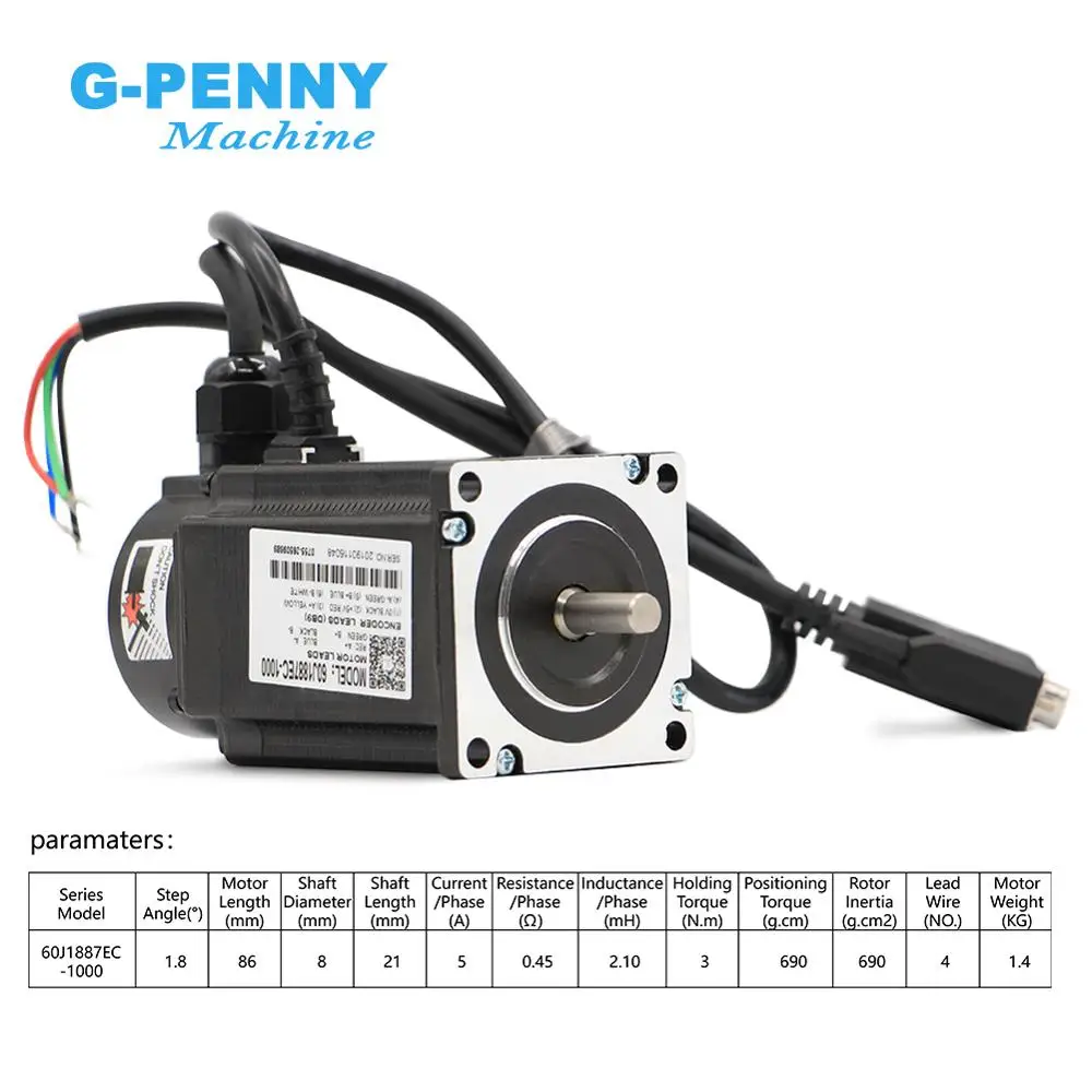 Nema24 замкнутый контур шаговый двигатель 4 провода 428Oz-in 3.0N.m D = 8 мм Nema 24 3Nm закрытый контур шаговый двигатель сервопривод шаговый двигатель