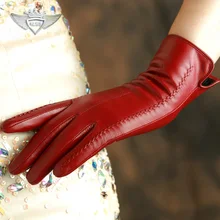 KLSS Брендовые женские перчатки из натуральной кожи зимние Бархатные высококачественные перчатки из козьей кожи Модные Элегантные женские кожаные перчатки W860