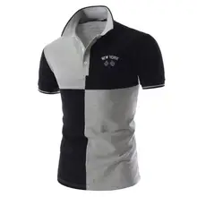 Casual Polo Shirt Male Summer Fashion New Men s Black And White Stitching Cotton Short sleeved
