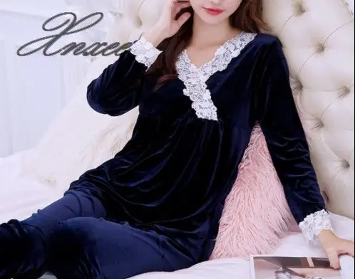 

2019 Xnxee autumn and winter pajamas women's new long-sleeved warm large size can be worn outside the suit couple