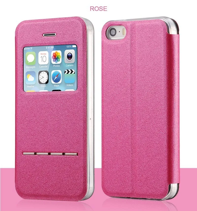 Gray-4S-Smart-Answer-Calls-Window-Leather-Case-For-Apple-iPhone-4-4S-4G-Auto-Unlock-Matte