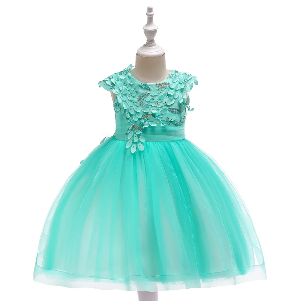 2019 Green Flower Girl Dress for Weddings Lace Sequin Ball Gown Girl