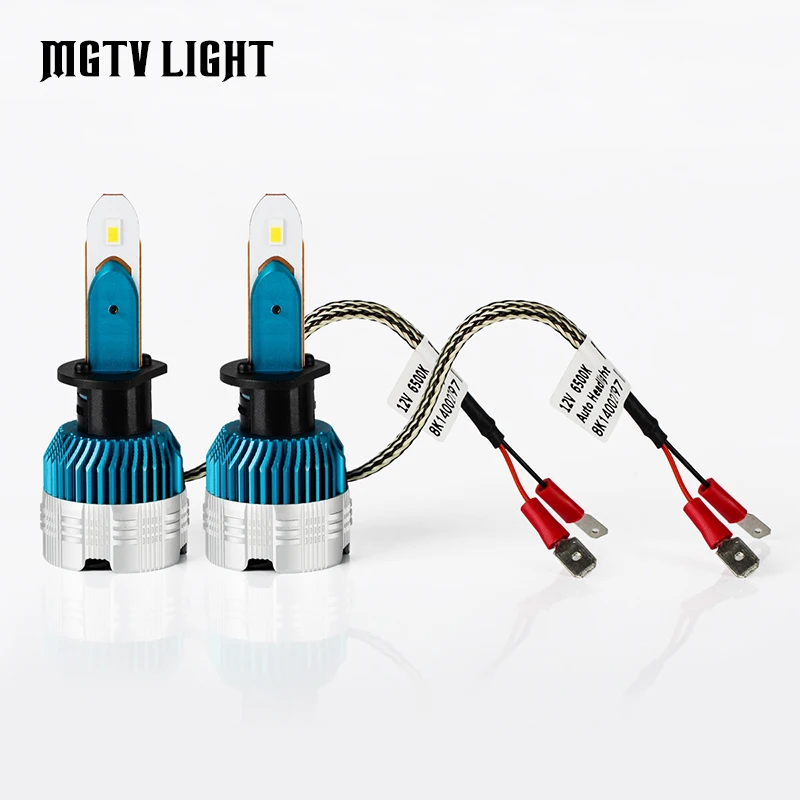 

MGTV LIGHT 2PCS Mini 12V Car Headlight LED Bulbs 60W H1 White 6500K Super Bright Car Headlight Lamp Styling Accessory