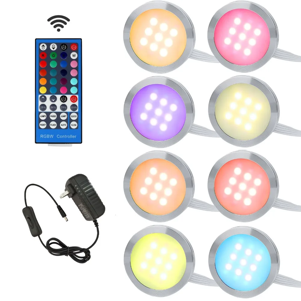  Aiboo RGBW RGB+White LED Under Cabinet Lights Downlight 8 Lamps with IR Remote Control Dimmable for - 32749267209