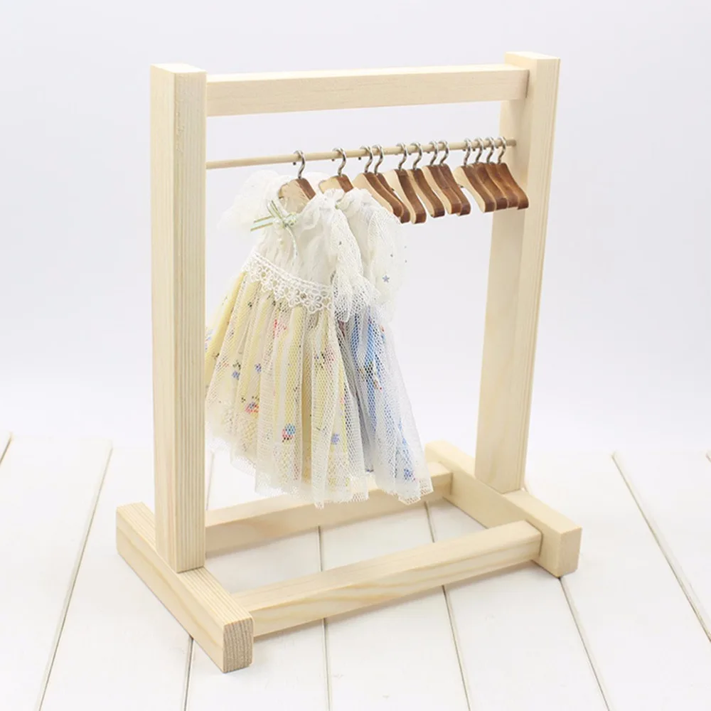 Subcluster DIY blyth دمية اللباس الملابس خطاف معدني الرف الشماعات افتتاح خزانة خشبية