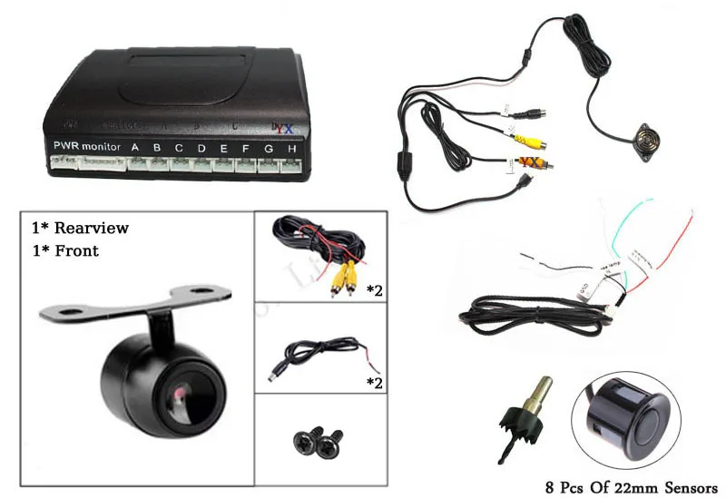 Koorinwoo видео парктронные датчики парковочный радар система 8 сенсор s фронтальная камера заднего вида камера парковочная помощь слепой