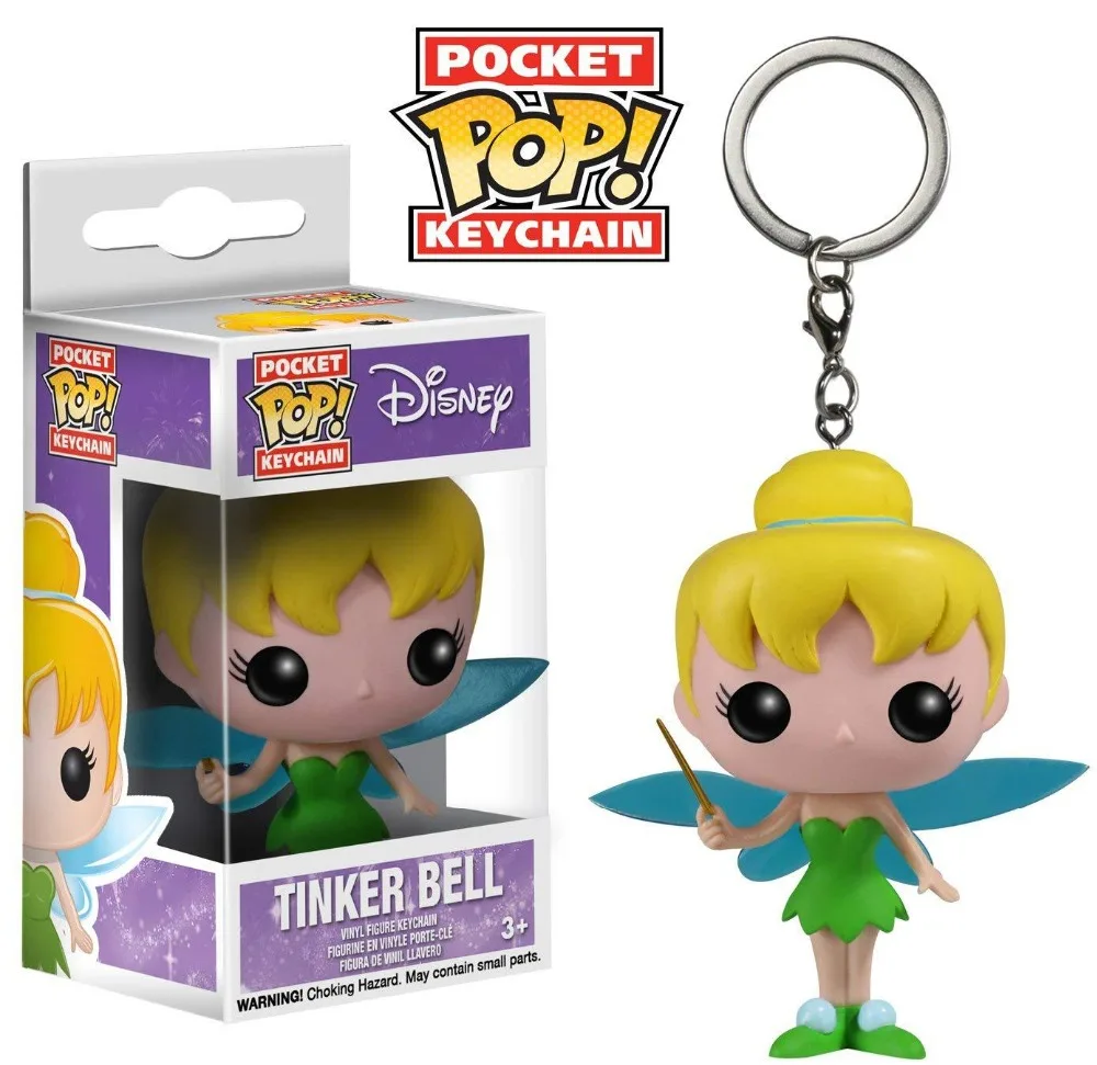 FUNKO POP Cute Cartoon Pocket Keychain Maleficent Tinker Bell Ariel Stitch Lilo Action Figures Toys for children birthday gift