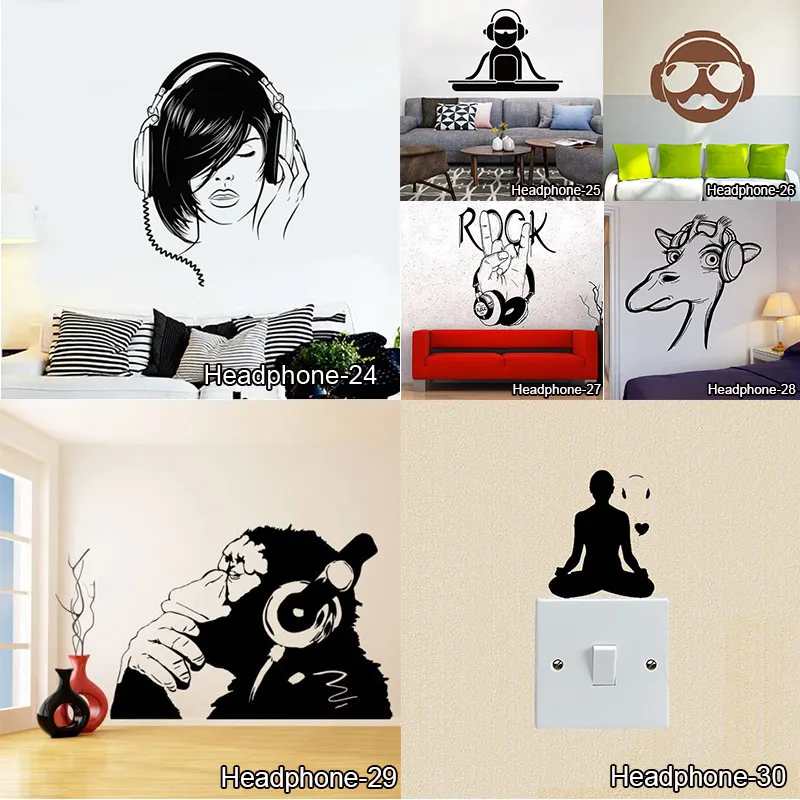 Настенные Стикеры для диджея прослушивание музыки в наушниках гостиной рок