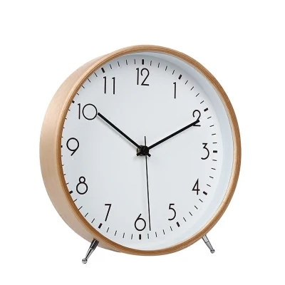 

Decoration Desk Simple Alarm Office Desktop Snooze Function Mute Bedroom Clock Pendulum Silence Table Vintage Wooden Clock LY453