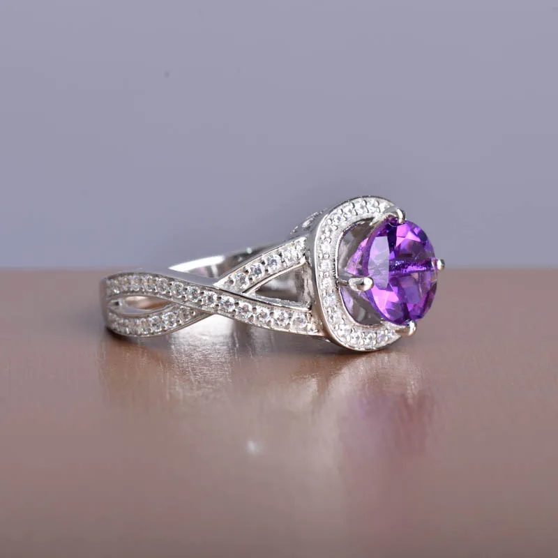 CSJ Fine Jewelry 925 Sterling Silver Ring Purple Nature Amethyst stone Women Wedding Anel Aneis Gemstone Rings