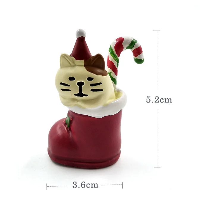 Катание на лыжах Рождество Decole кошка белка Санта Клаус миниатюрная фигурка декоративный волшебный сад статуя смолы ремесло игрушка автомобиль украшения - Цвет: Cat in Boot
