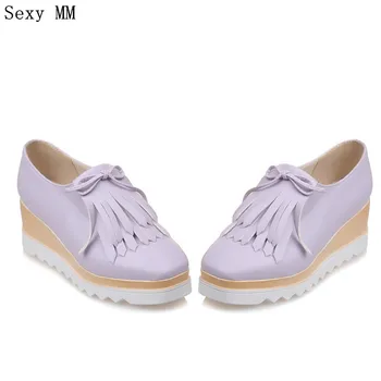 

Platform Wedges Shoes Women Flats Slip On Woman Leisure Shoes Female Oxfords Casual Shoes Loafers Plus Size 34 - 40 41 42 43