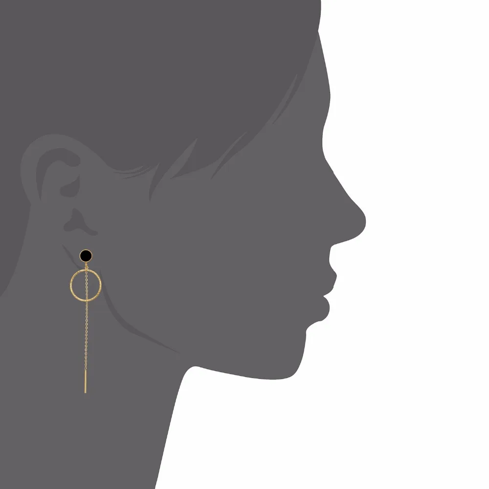eManco Women Drop Earring Jewelry Rose Gold Color Satinless Steel Trendy Earrings Black Simple Round Circle Wedding Jewelry