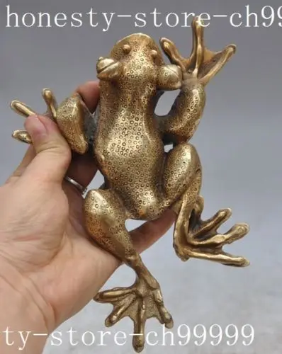 

Crafts statue Chinese Feng Shui Bronze copper Evil Lucky Wealth Frog bullfrog Art Statue halloween