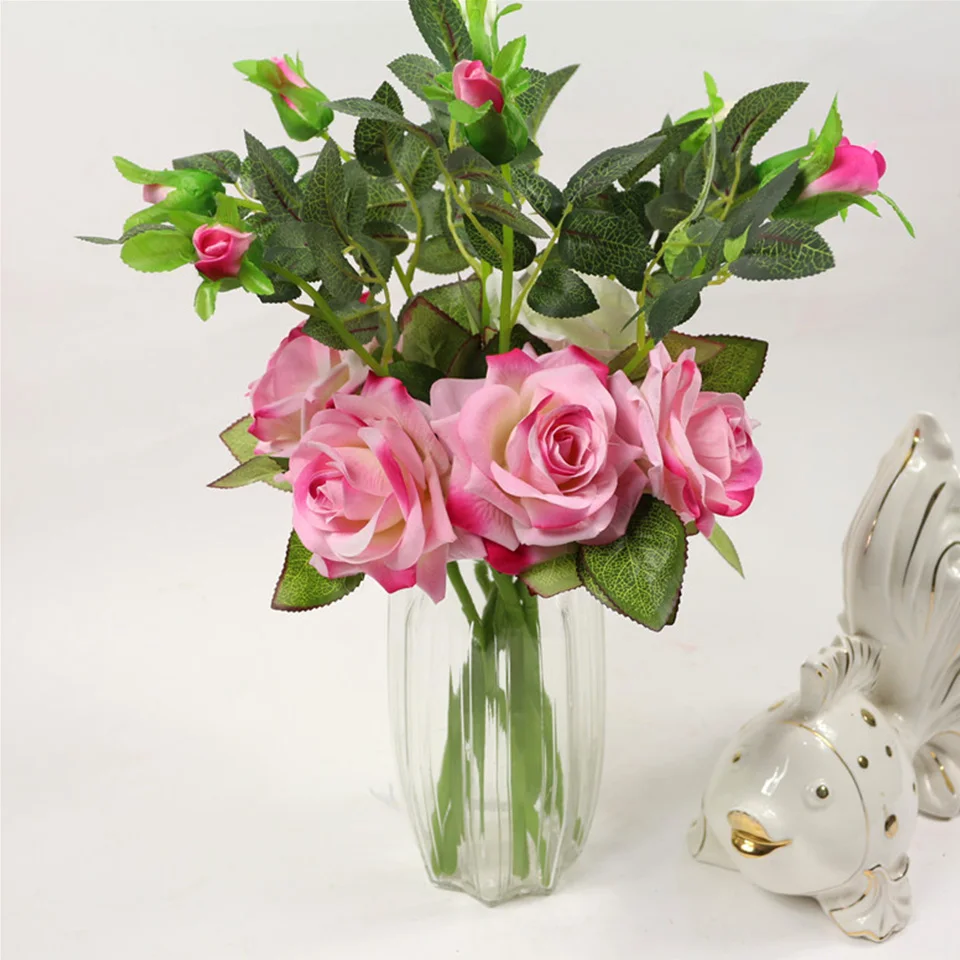 Large Artificial Flowers Roses For Wedding Party Table Home Decoration Real Touch Silk Flowers Bunches Fake Flowers Bouquet (3)