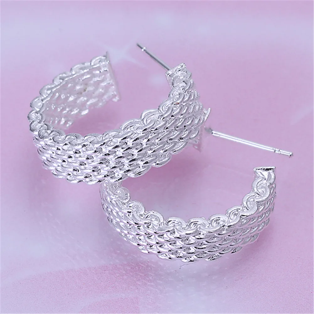 

Exquisite High Quality Silver Plated Earrings Fashion Silver Eearring Round Women Weaved Web Earring Jewelry Female Gift