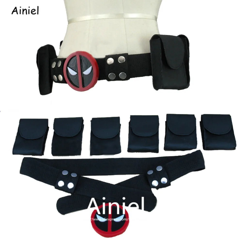 

Ainiel Deadpool Backpack Deadpool Cosplay Belt Accessories Belt Sword Back Strap Sheath Buckle with belt and 6 belt pouches