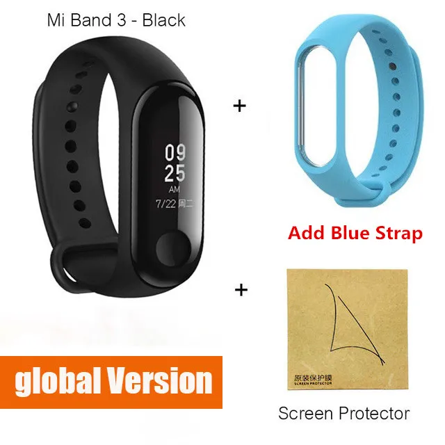 Xiaomi mi Band 3 умный фитнес-браслет трекер Смарт-часы браслет OLED тачпад монитор сна Пульс mi Band 3 - Цвет: Globalblue film