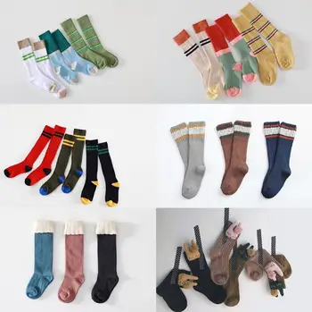 

New autumn and winter children's color matching socks a set of three pairs