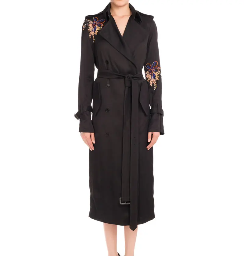 

2018 New Victoria Beckham Women Double Breasted Trenchcoat Fashion Turn-Down Collar Long Sleeve Coat With Belt H8225